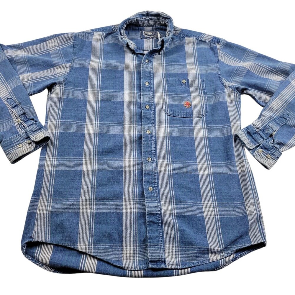 Wrangler Western Shirt Mens 16.5 35/36 Blue 20X Large Paid Button-Up Cowboy